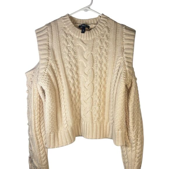 Aqua Sweaters - NEW! Aqua Cream Cable Knit Cutout Sweater